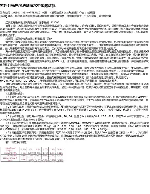 紫外分光光度法测海水中硝酸盐氮