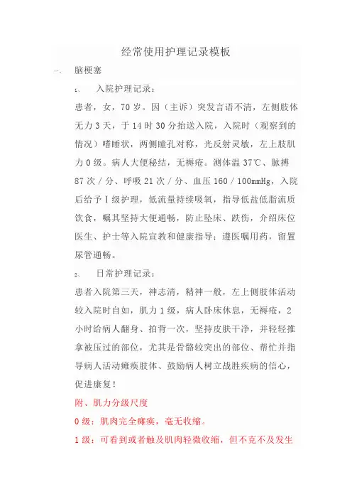 护理记录单模板