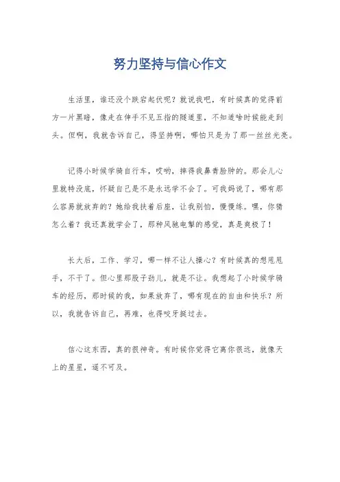努力坚持与信心作文