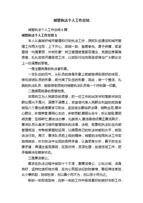 城管执法个人工作总结6篇