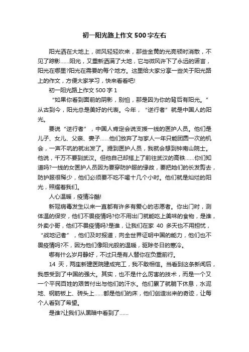 初一阳光路上作文500字左右