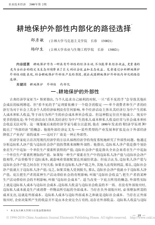 耕地保护外部性内部化的路径选择