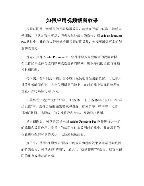 如何应用视频截图效果