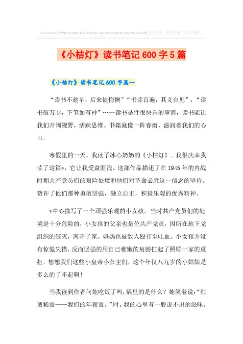 《小桔灯》读书笔记600字5篇