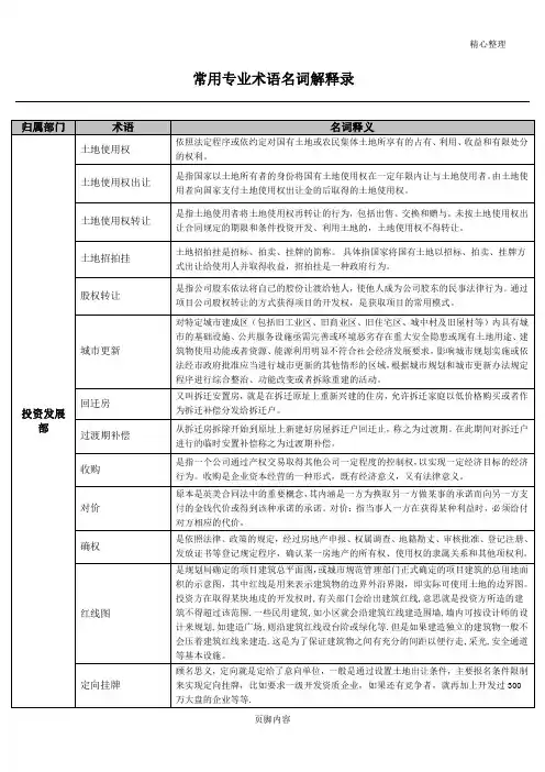 最全房地产专业术语名词