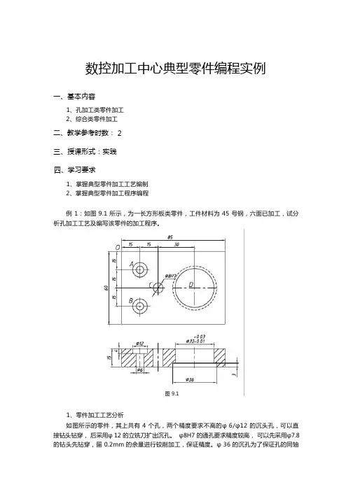 数控加工中心典型零件编程实例
