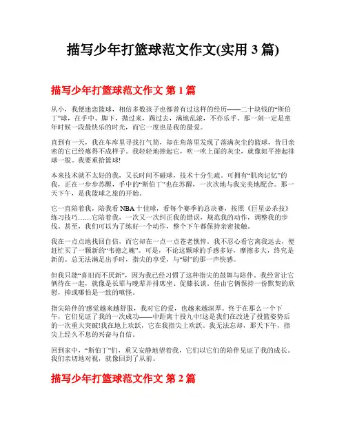 描写少年打篮球范文作文(实用3篇)