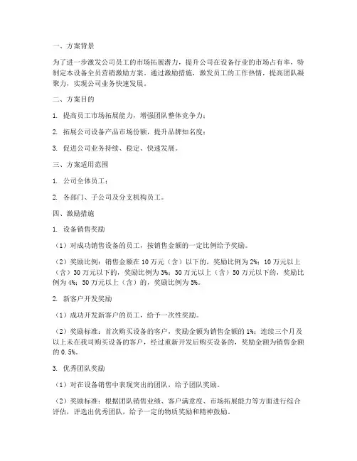 设备全员营销激励方案