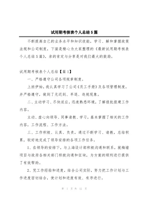 试用期考核表个人总结5篇
