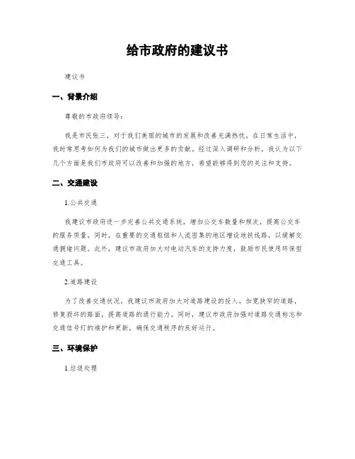 给市政府的建议书