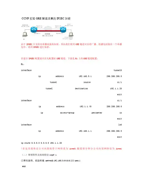 CCNP实验GRE隧道流量的IPSEC加密概况