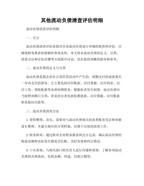 其他流动负债清查评估明细