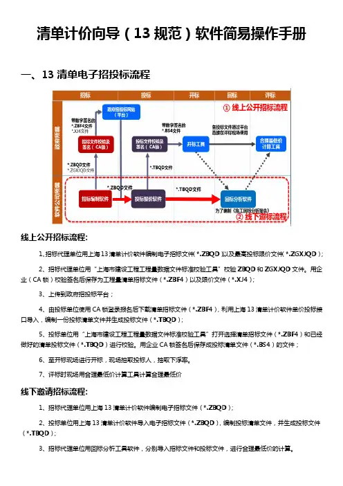 清单计价向导(13规范)软件简易操作手册