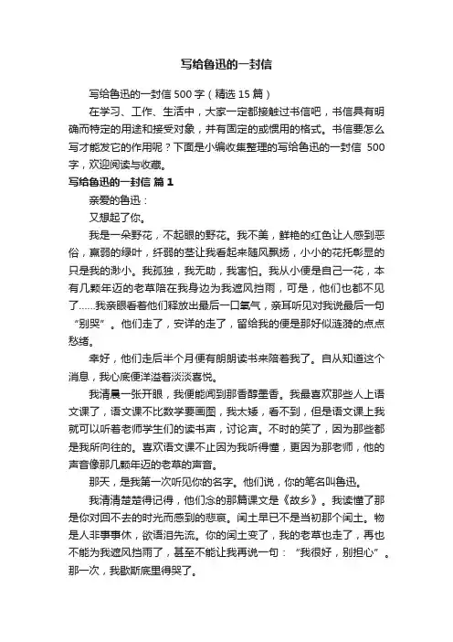 写给鲁迅的一封信500字（精选15篇）