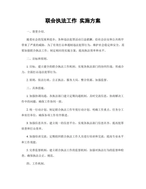 联合执法工作 实施方案