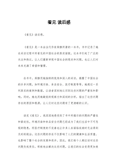 看见 读后感