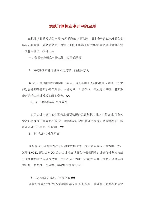 浅谈计算机在审计中的应用