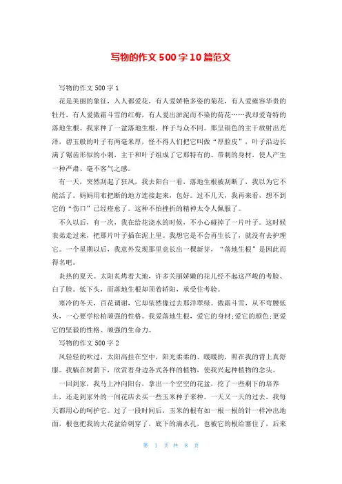 写物的作文500字10篇范文