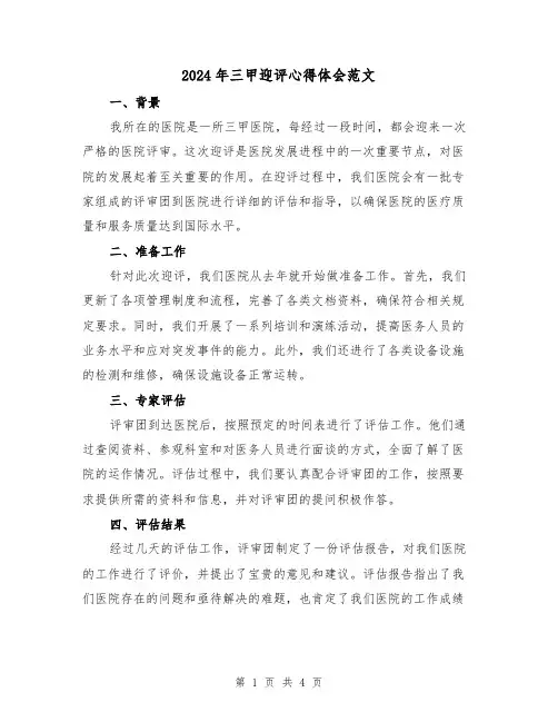 2024年三甲迎评心得体会范文(2篇)
