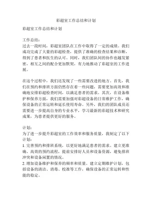 彩超室工作总结和计划