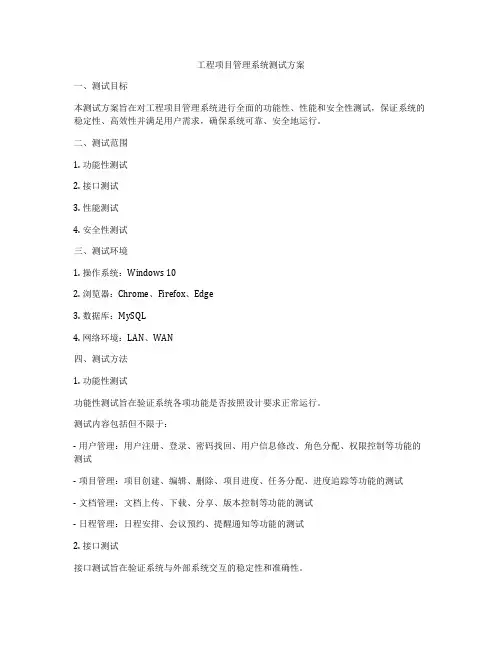 工程项目管理系统测试方案