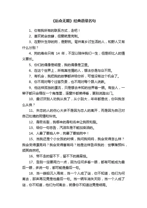 《后会无期》经典语录名句