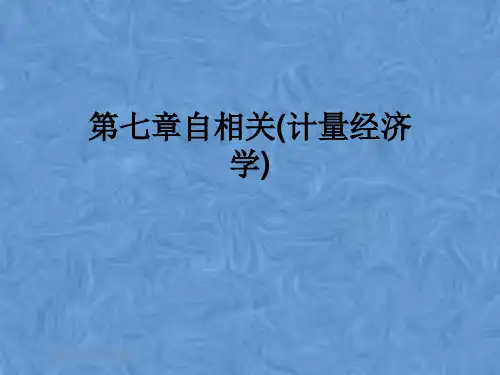 第七章自相关(计量经济学)