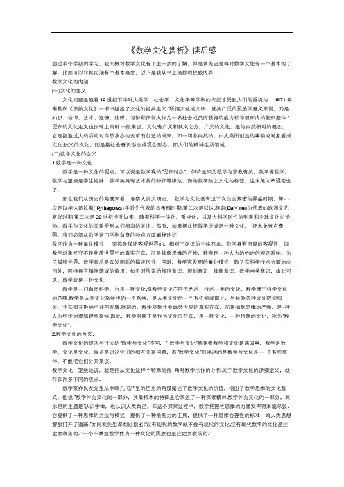 数学文化赏析读后感