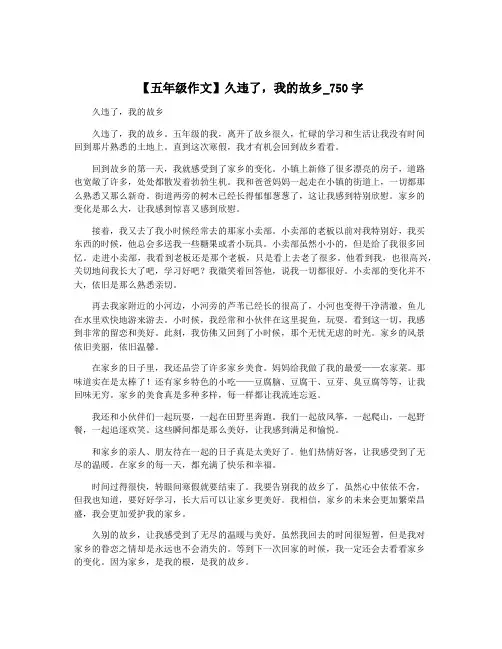 【五年级作文】久违了,我的故乡_750字