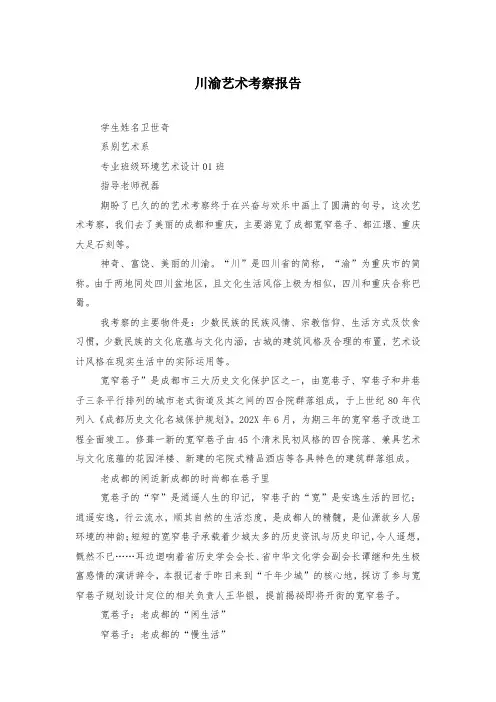 川渝艺术考察报告