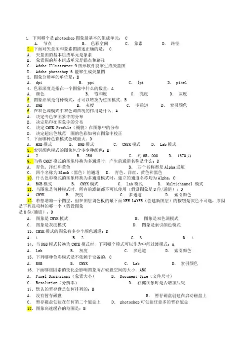 计算机二级photoshop考试题库(免费载)