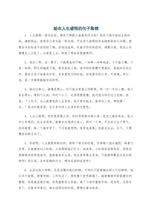 励志人生感悟的句子集锦