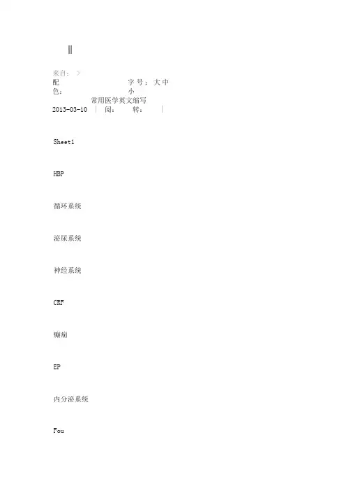 常用医学英文缩写