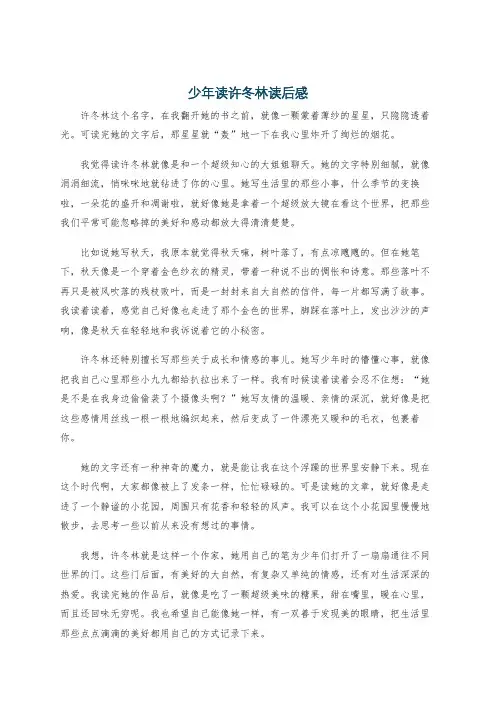 少年读许冬林读后感