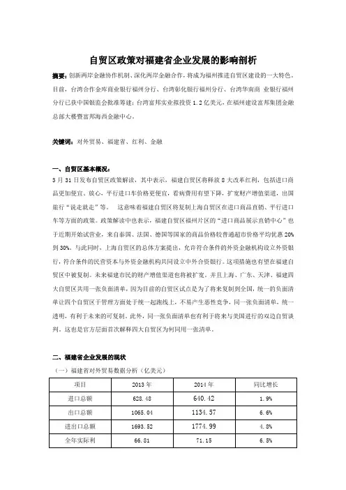 自贸区政策对福建省企业发展的影响剖析