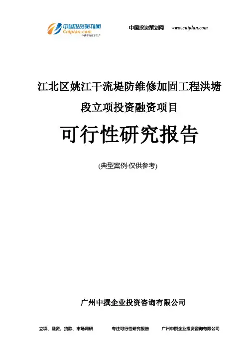 江北区姚江干流堤防维修加固工程洪塘段融资投资立项项目可行性研究报告(中撰咨询)
