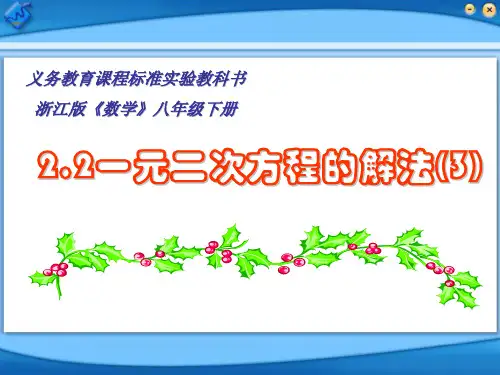 2.2一元二次方程的解法(3)(333公式法)1