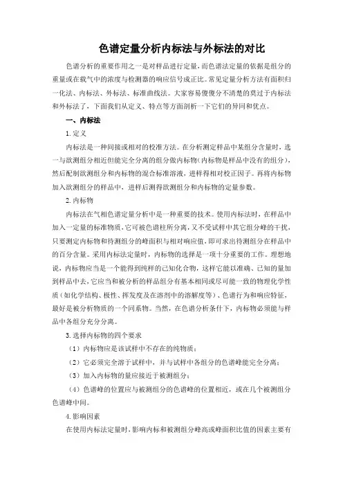 色谱定量分析内标法与外标法的对比