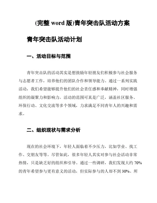 (完整word版)青年突击队活动方案