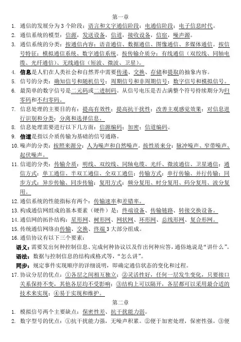 大学现代通信技术概论复习资料