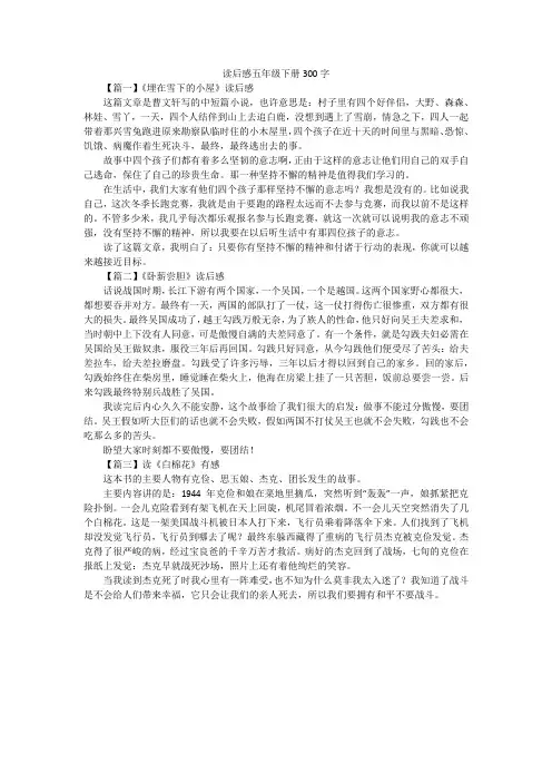 读后感五年级下册300字