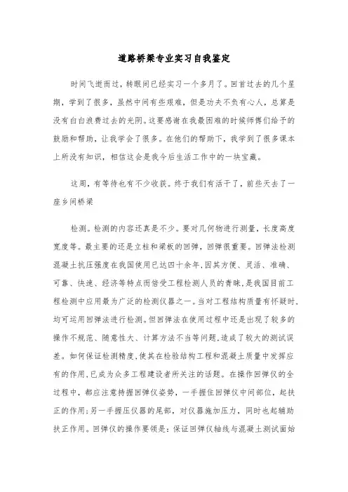 道路桥梁专业实习自我鉴定(五篇)