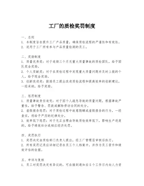 工厂的质检奖罚制度