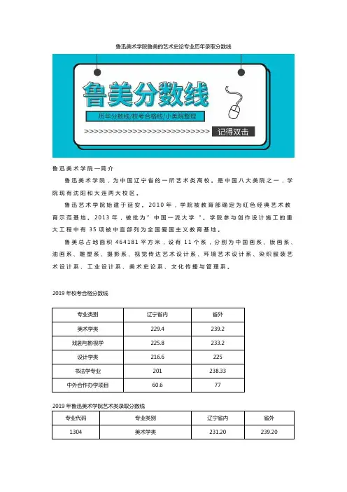 鲁迅美术学院鲁美的艺术史论专业历年录取分数线