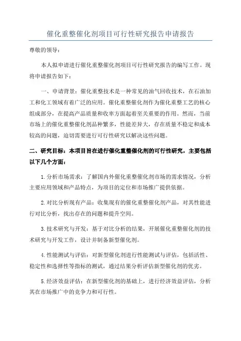 催化重整催化剂项目可行性研究报告申请报告