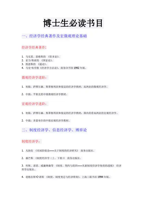 经济学博士书目