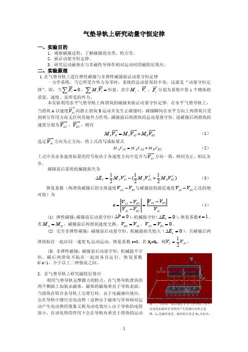 气垫导轨上研究动量守恒定律