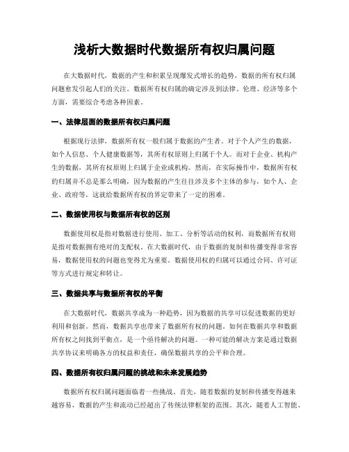浅析大数据时代数据所有权归属问题
