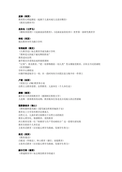 教育知识与能力人名及其著作理论主张