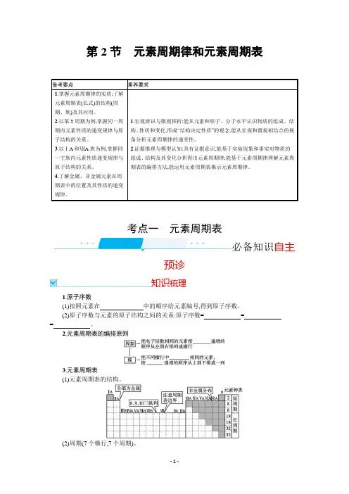 2022届高考化学鲁科版一轮复习学案：第五单元 第2节 元素周期律和元素周期表
